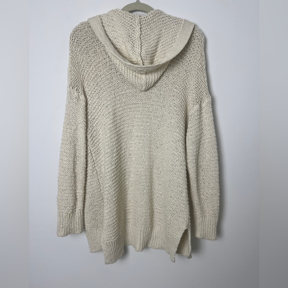 AERIE Beige Hooded Open Knit Bohemian Oversized Slouchy Open Cardigan Sz XS/S - Picture 6 of 12